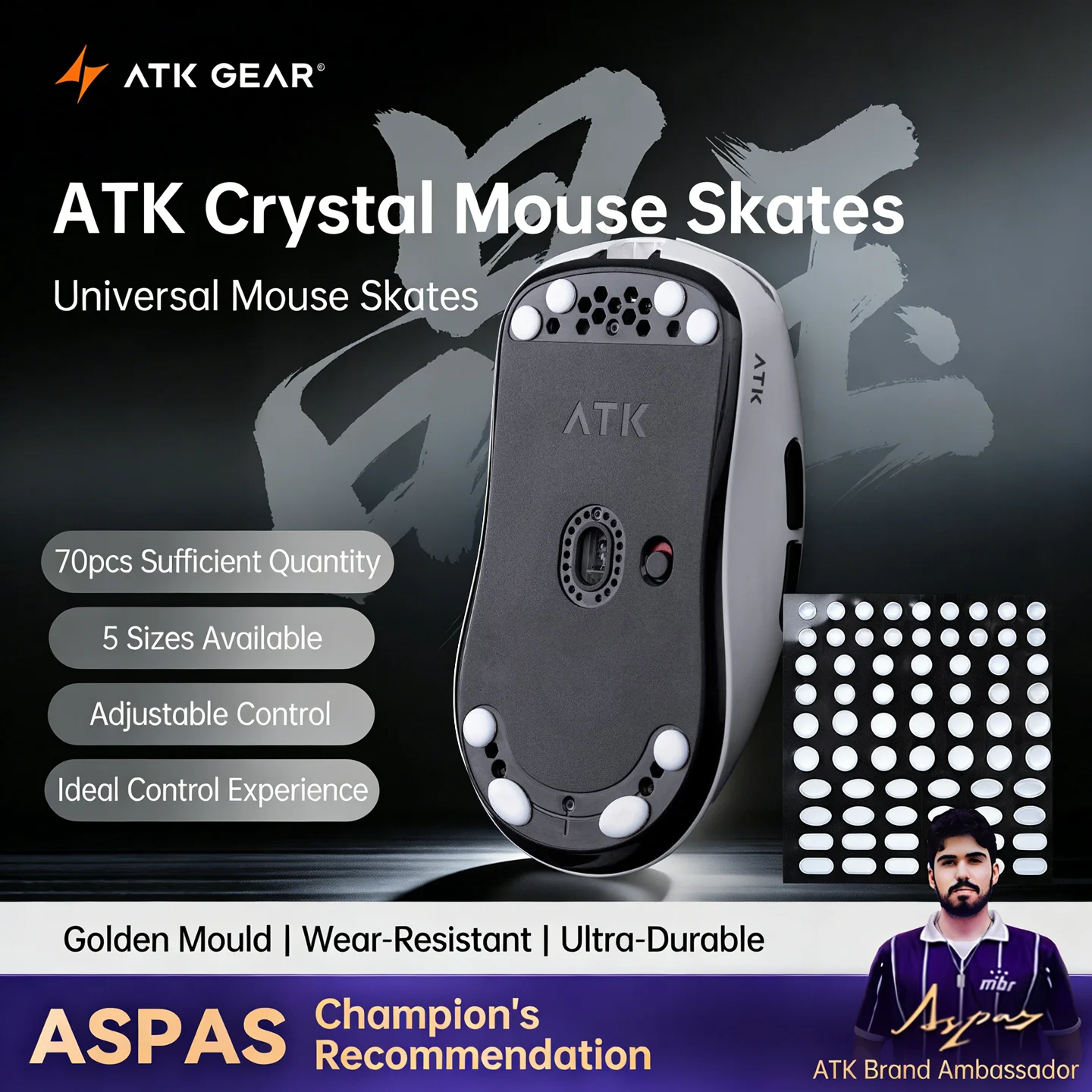 Esports Gaming Pcs - ATK 크리스탈 제이드 마우스 스테이플 100%