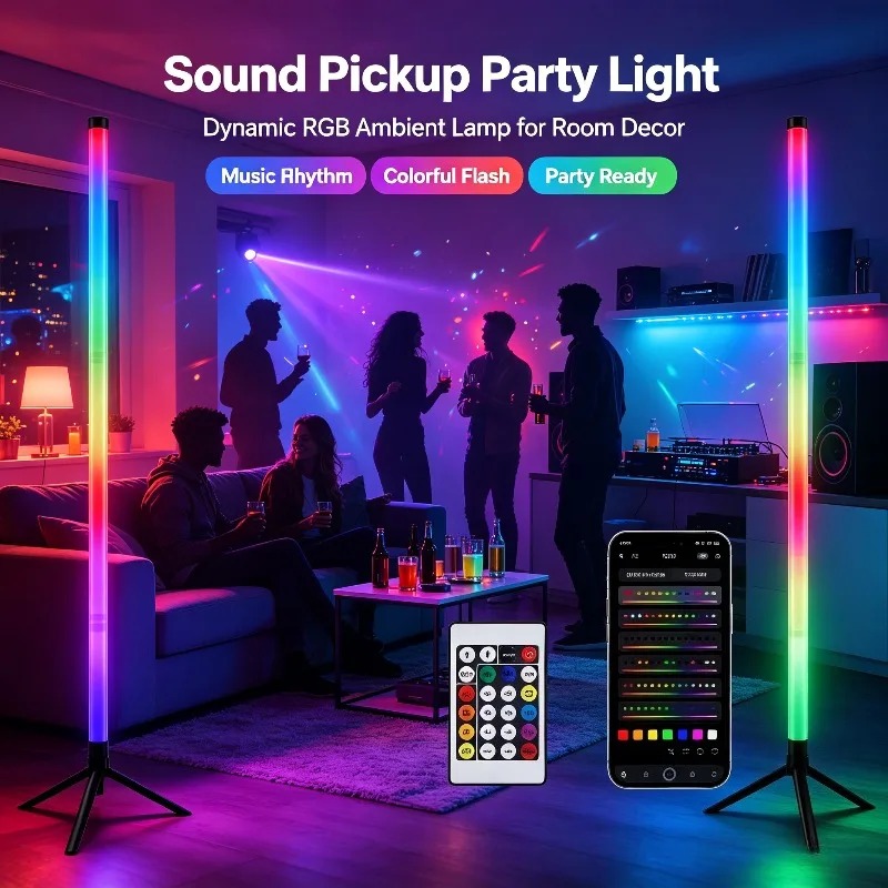 120CM RGB 코너 플로어 램프, 게임룸용 사운드  - Esports Gaming Setup 리뷰 및 가격