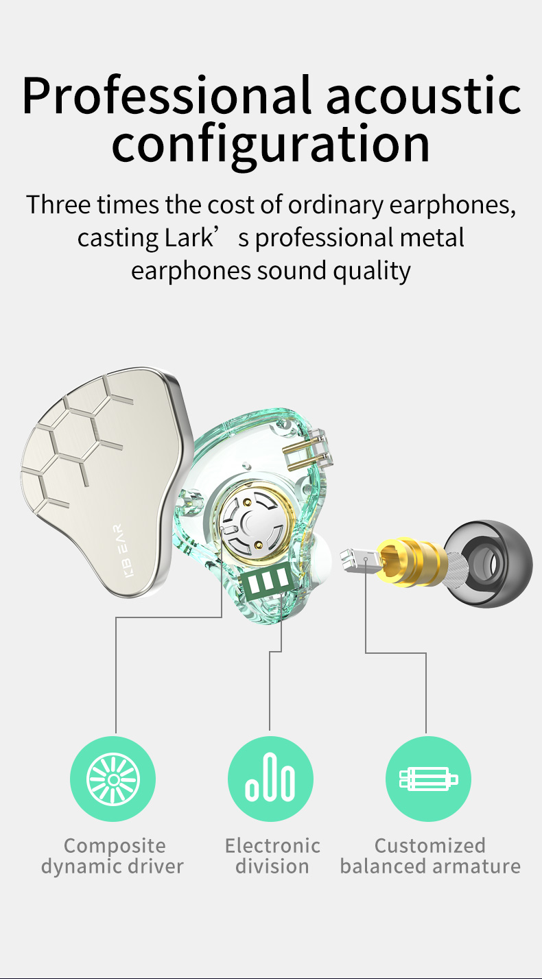 KBEAR Lark 유선 하이브리드 이어폰, 하이파이  - Esports Gaming Earbuds 리뷰 및 가격