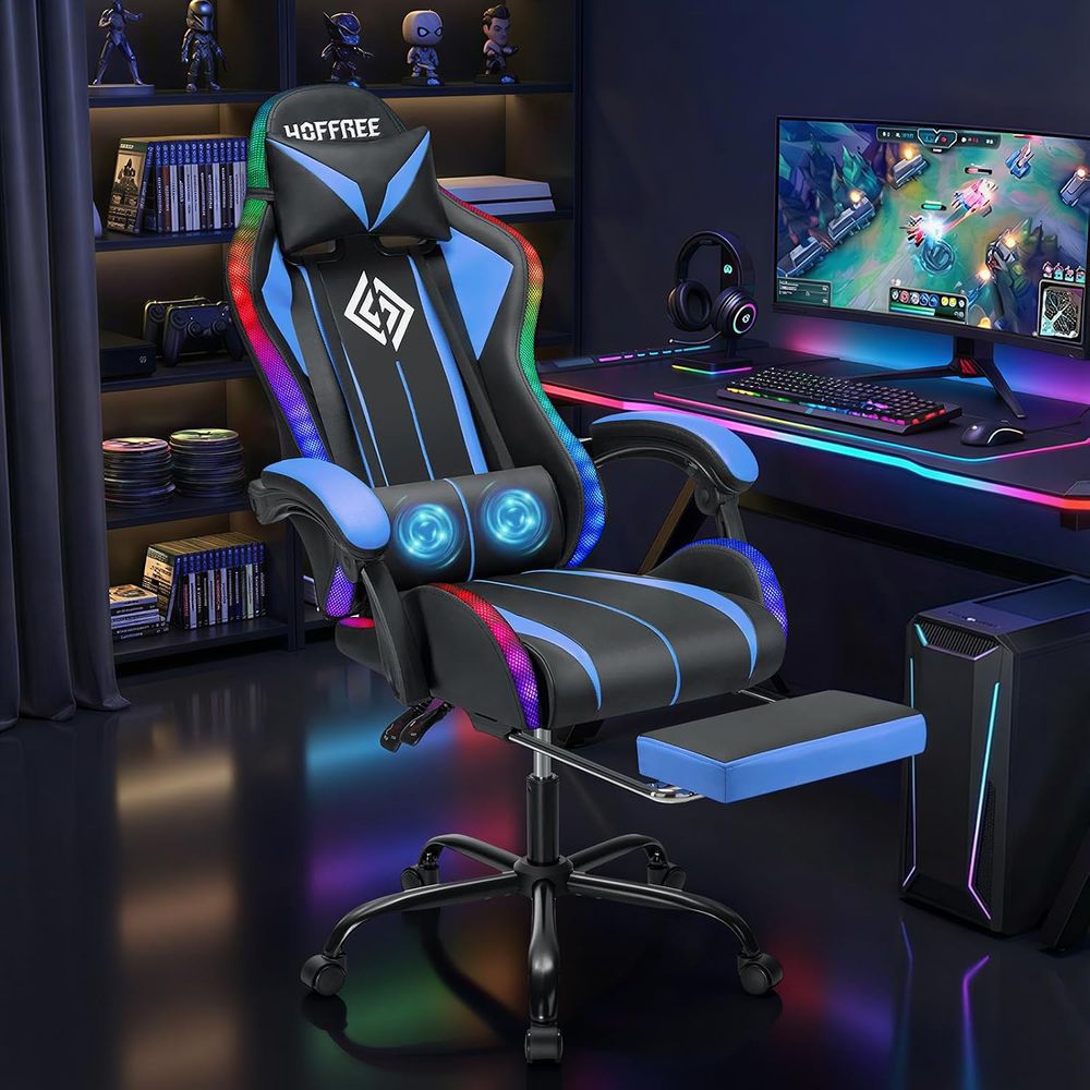 마사지 기능이 있는 LED 게이밍 의자 RGB 조명 컴 - Video Gaming & Esports Usd Acc 리뷰 및 가격